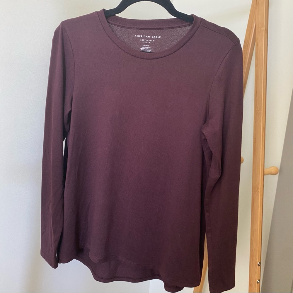 American Eagle Soft & Sexy Plush Burgundy Long Sleeve size M